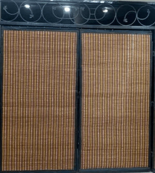bamboo chicks installed on balcony window